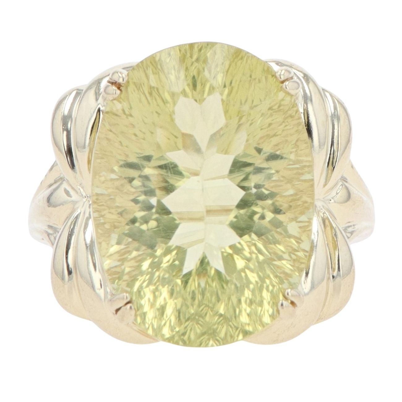9ct Yellow Gold Prasiolite Single Stone Ring