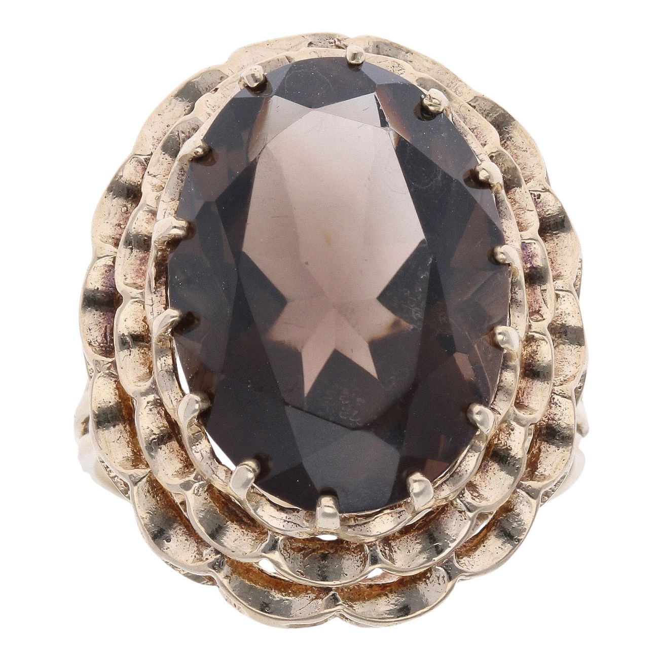 9ct Yellow Gold Smoky Quartz Single Stone Ring