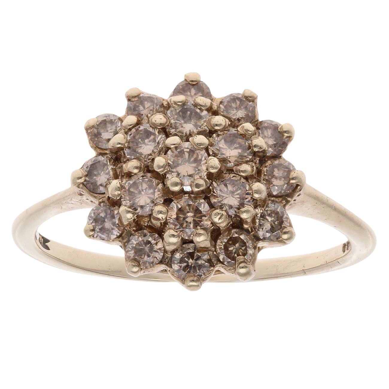 9ct Yellow Gold 1.00ct Brown Diamond Cluster Ring