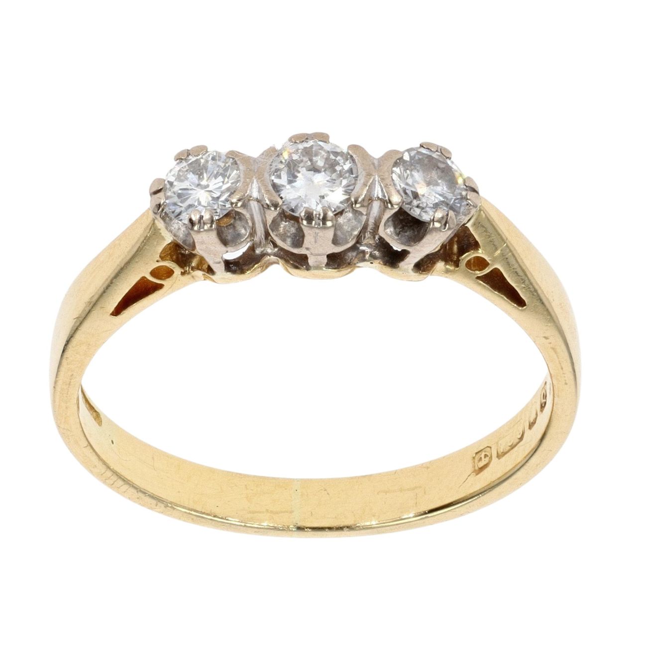 18ct Yellow Gold 0.35ct Diamond Trilogy Ring