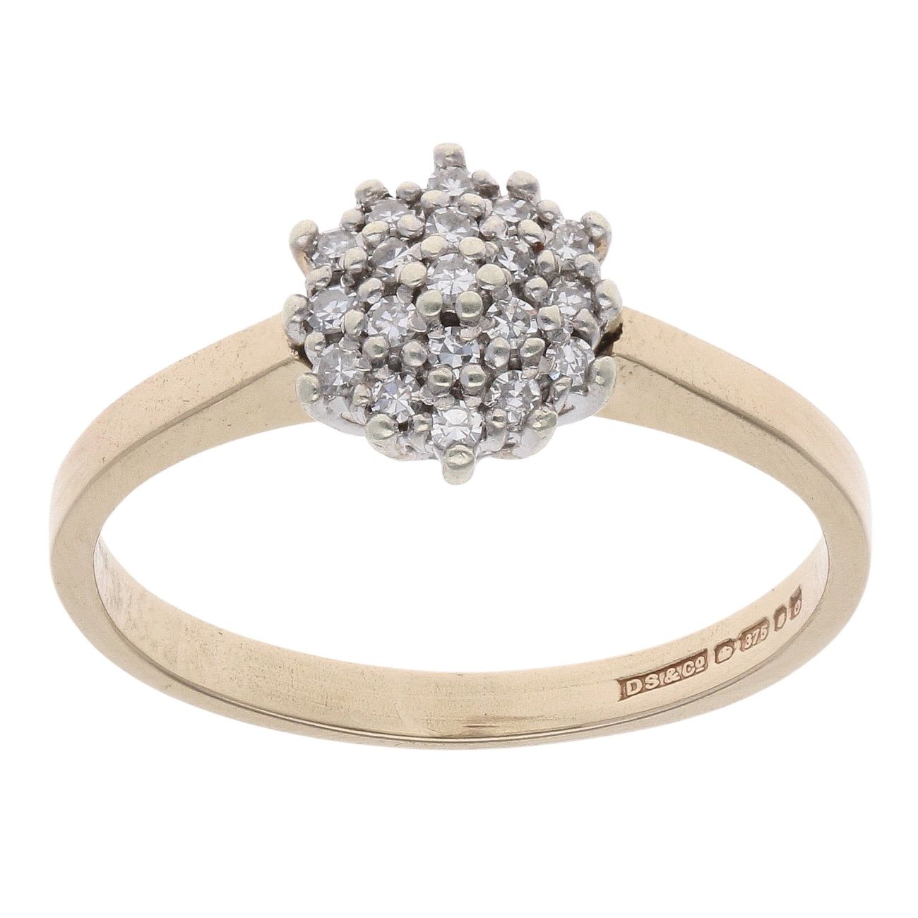 9ct Yellow Gold 0.20ct Diamond Cluster Ring