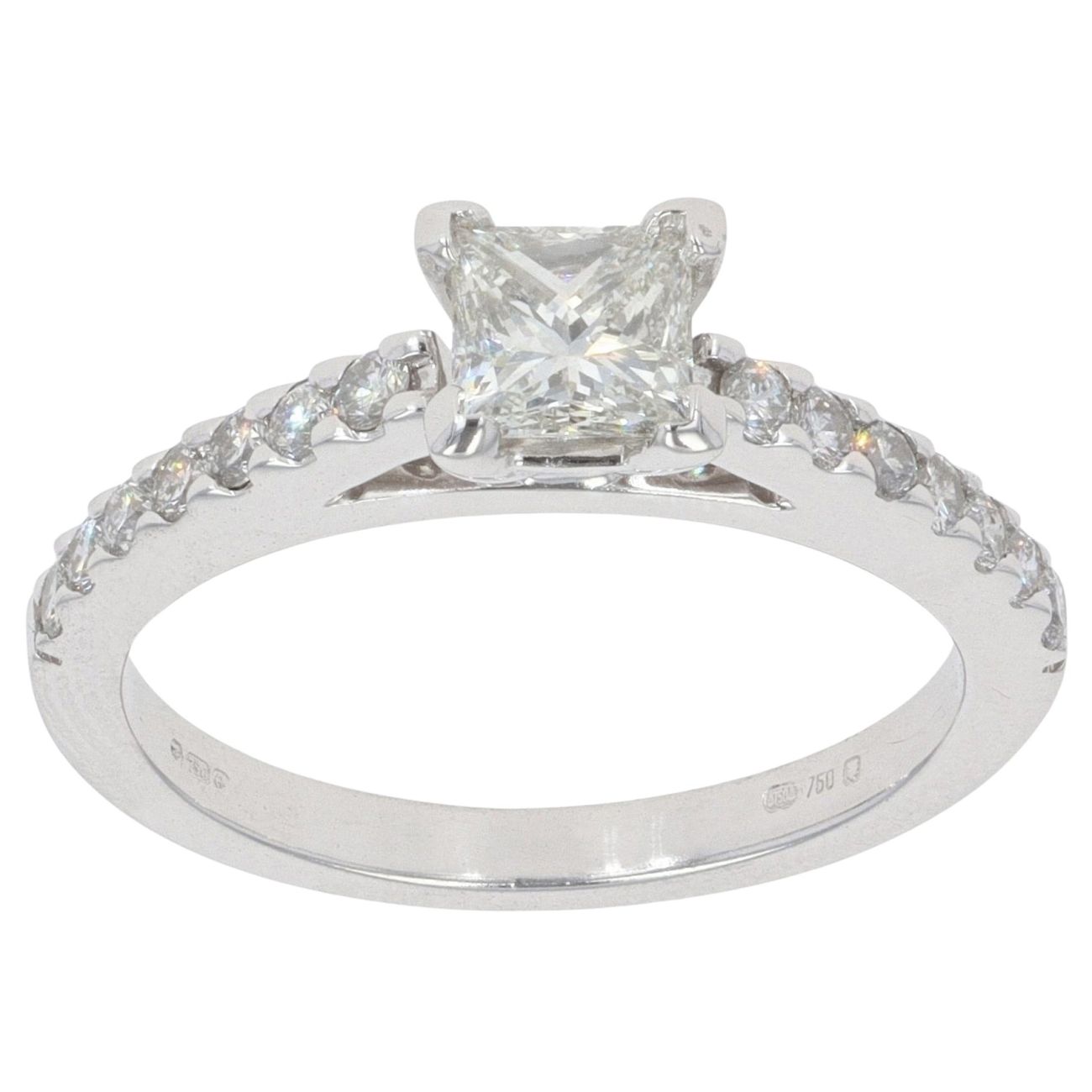 18ct White Gold 0.85ct Princess Cut Diamond Solitaire Ring