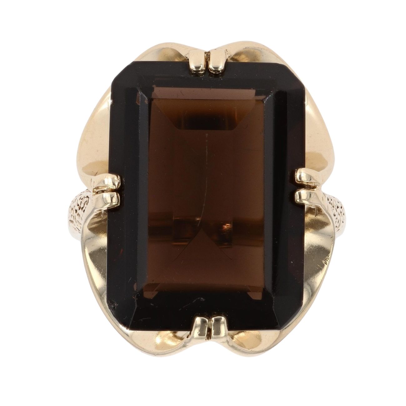 9ct Yellow Gold Smoky Quartz Single Stone Ring