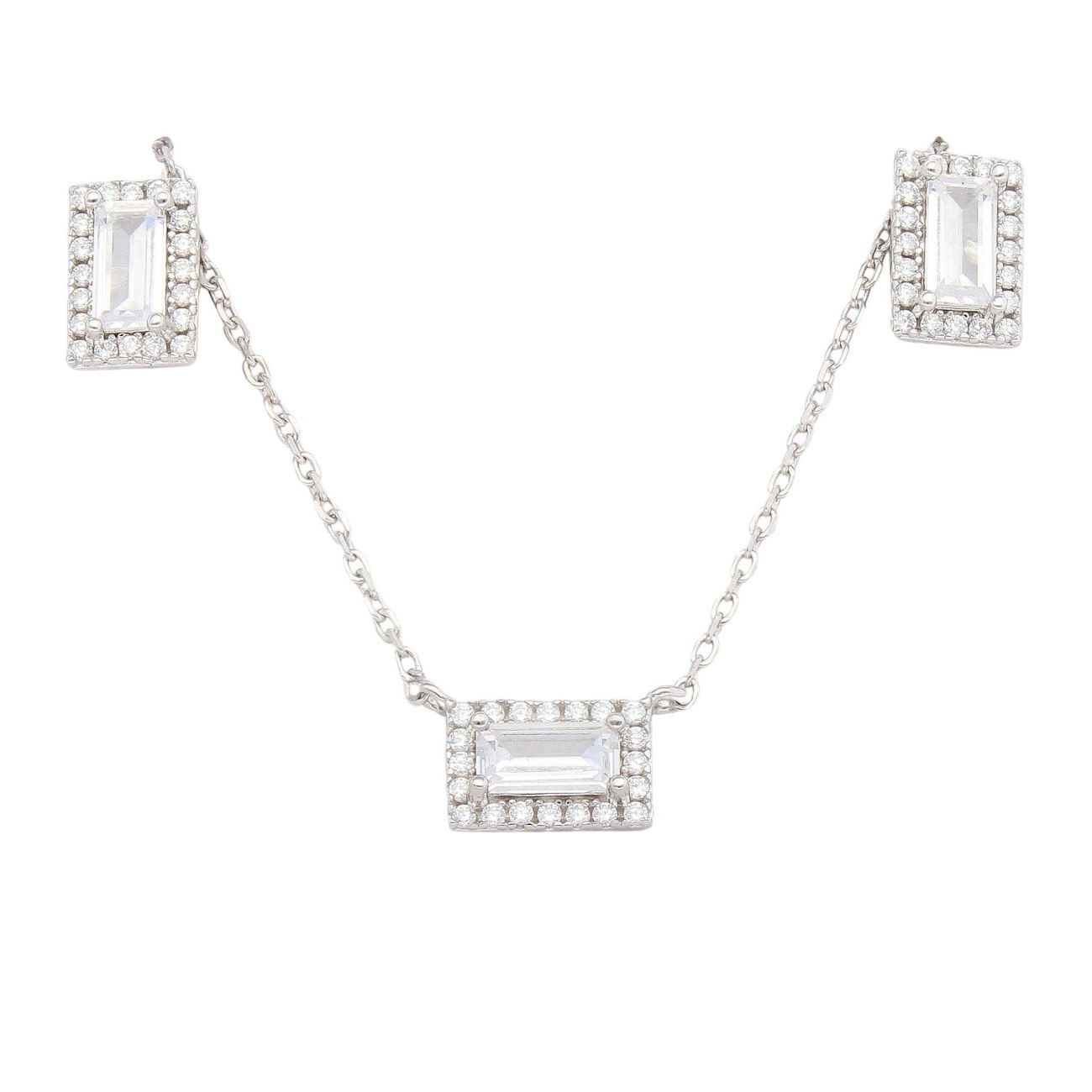 Sterling Silver Cubic Zirconia Pendant and Earring Set