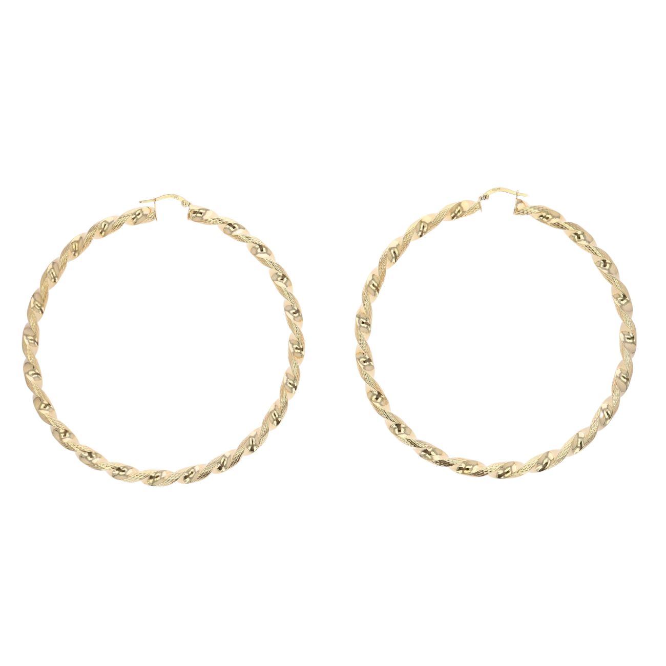 9ct Yellow Gold Large Twist Hoop Earrings