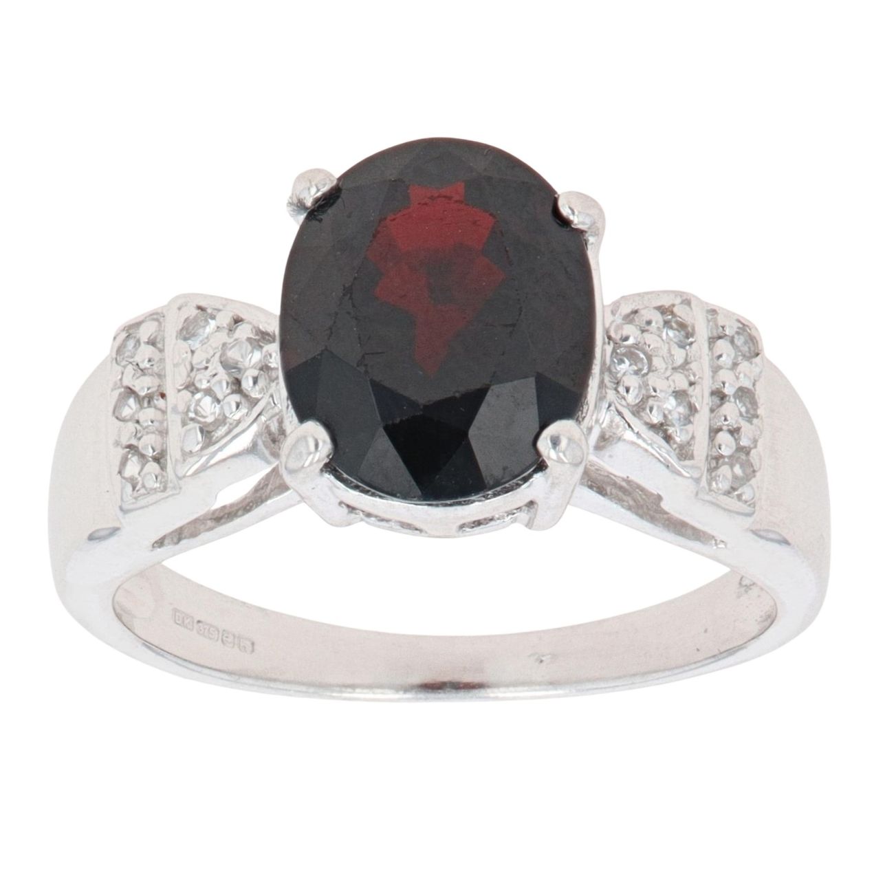 9ct White Gold Cubic Zirconia and Garnet Fancy Ring