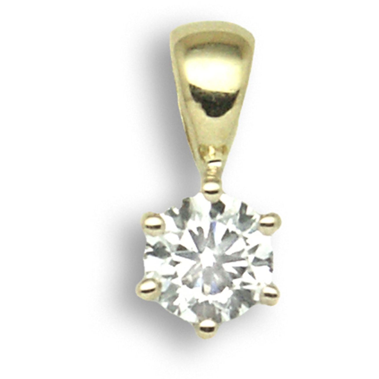 18 Carat Yellow Gold 35pt 6 Claw Diamond Solitaire Pendant