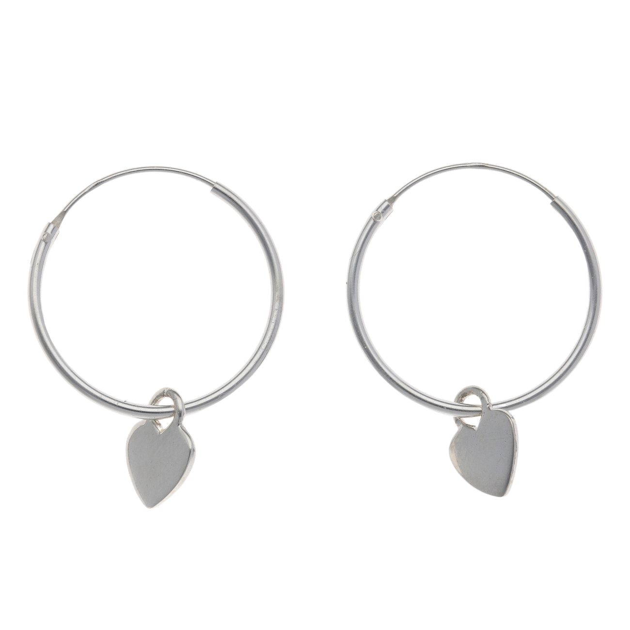 Silver Heart Drop Hoop Earrings by Icesia