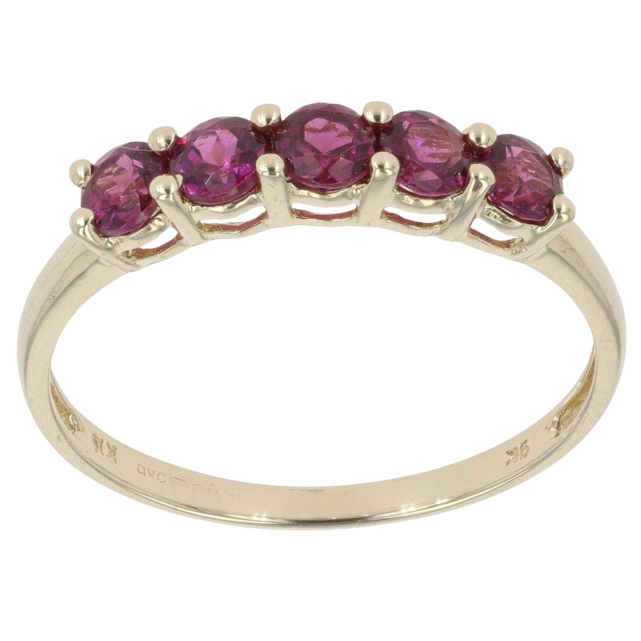 9ct Yellow Gold Five Stone Garnet Ring