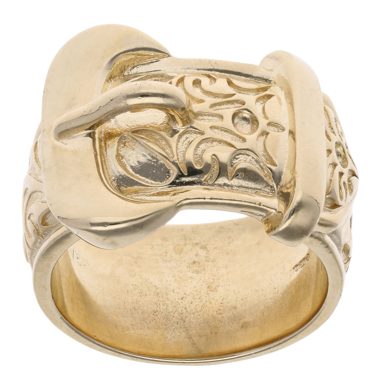 9ct Yellow Gold Patterned Buckle Ring