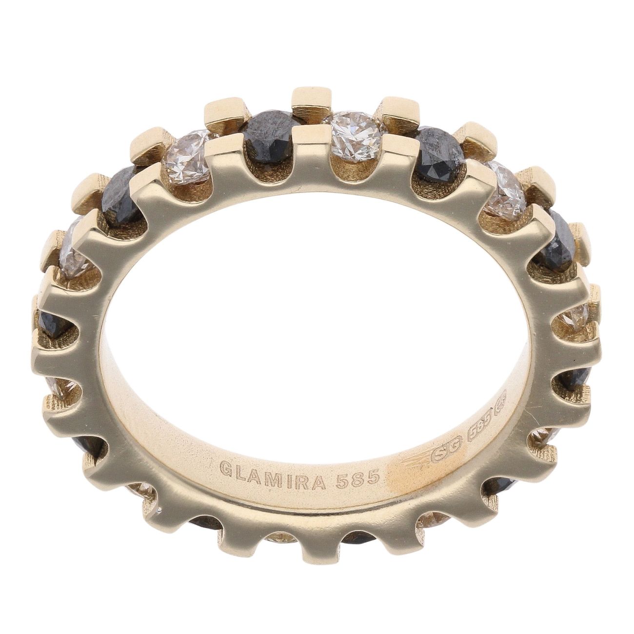 14ct Yellow Gold 0.90ct Diamond and Sapphire Eternity Ring