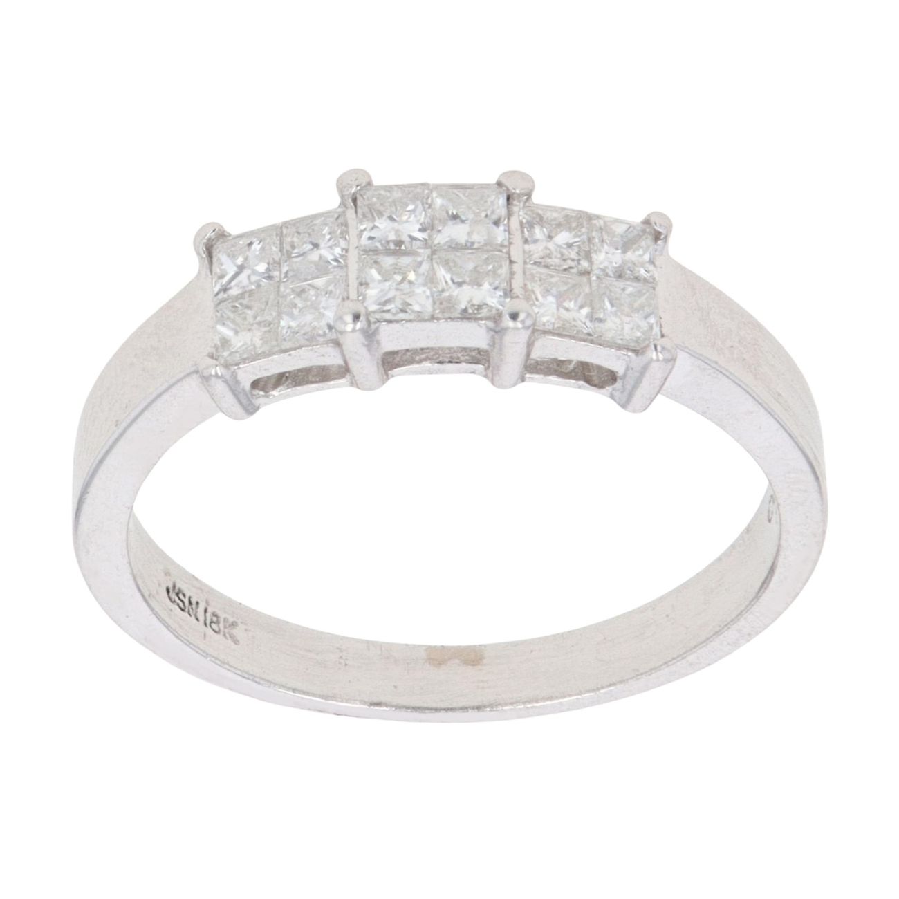 18ct White Gold 0.70ct Princess Cut Diamond Cluster Ring