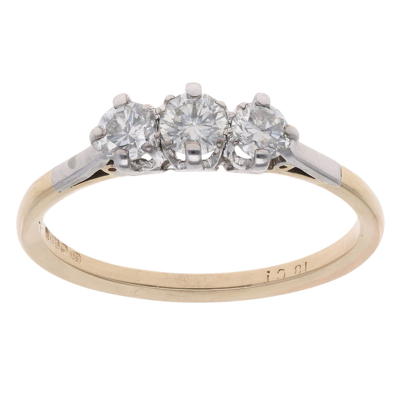 9ct Yellow Gold 0.50ct Diamond Trilogy Ring