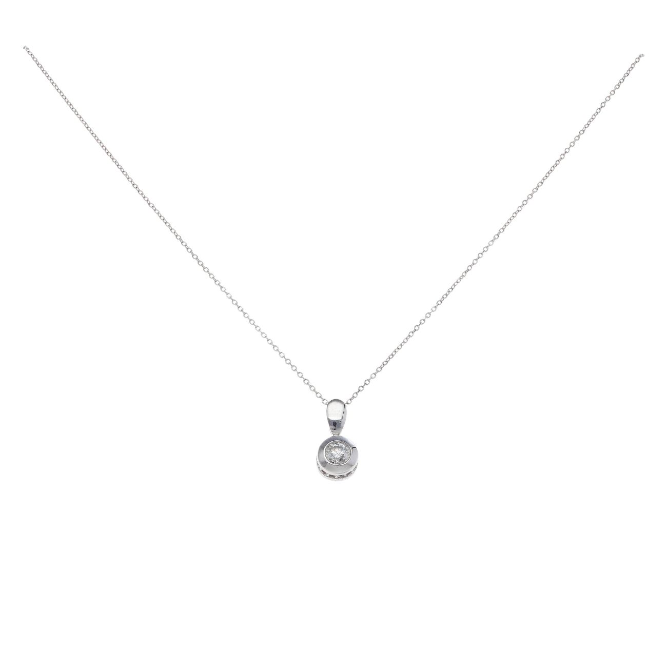 18ct White Gold 0.45ct Brilliant Cut Diamond Pendant And Chain 18"