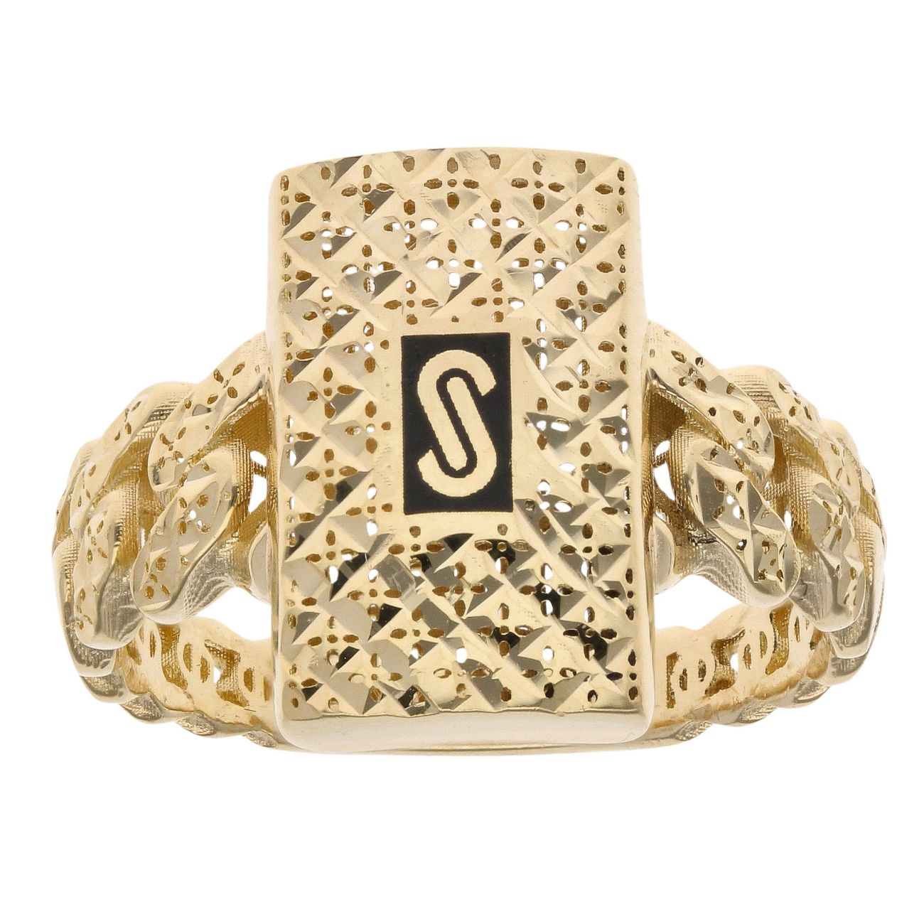 14ct Yellow Gold Monaco Classic Flex Patterned Signet Ring