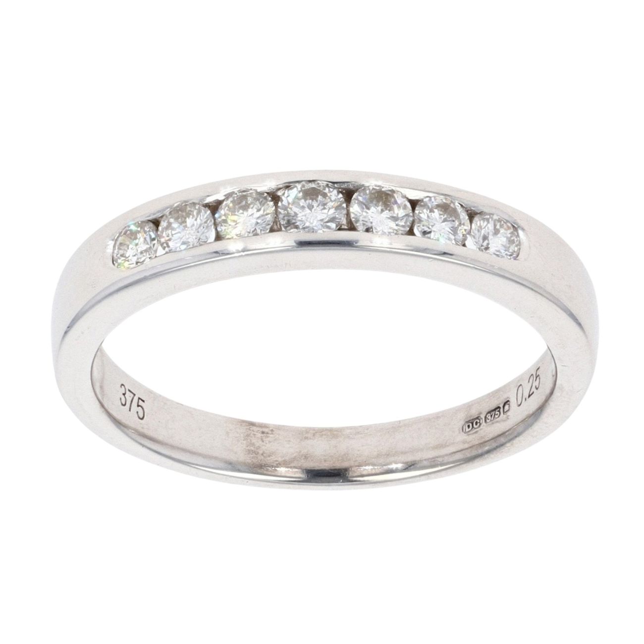 9ct White Gold 0.25ct Diamond Half Eternity Ring