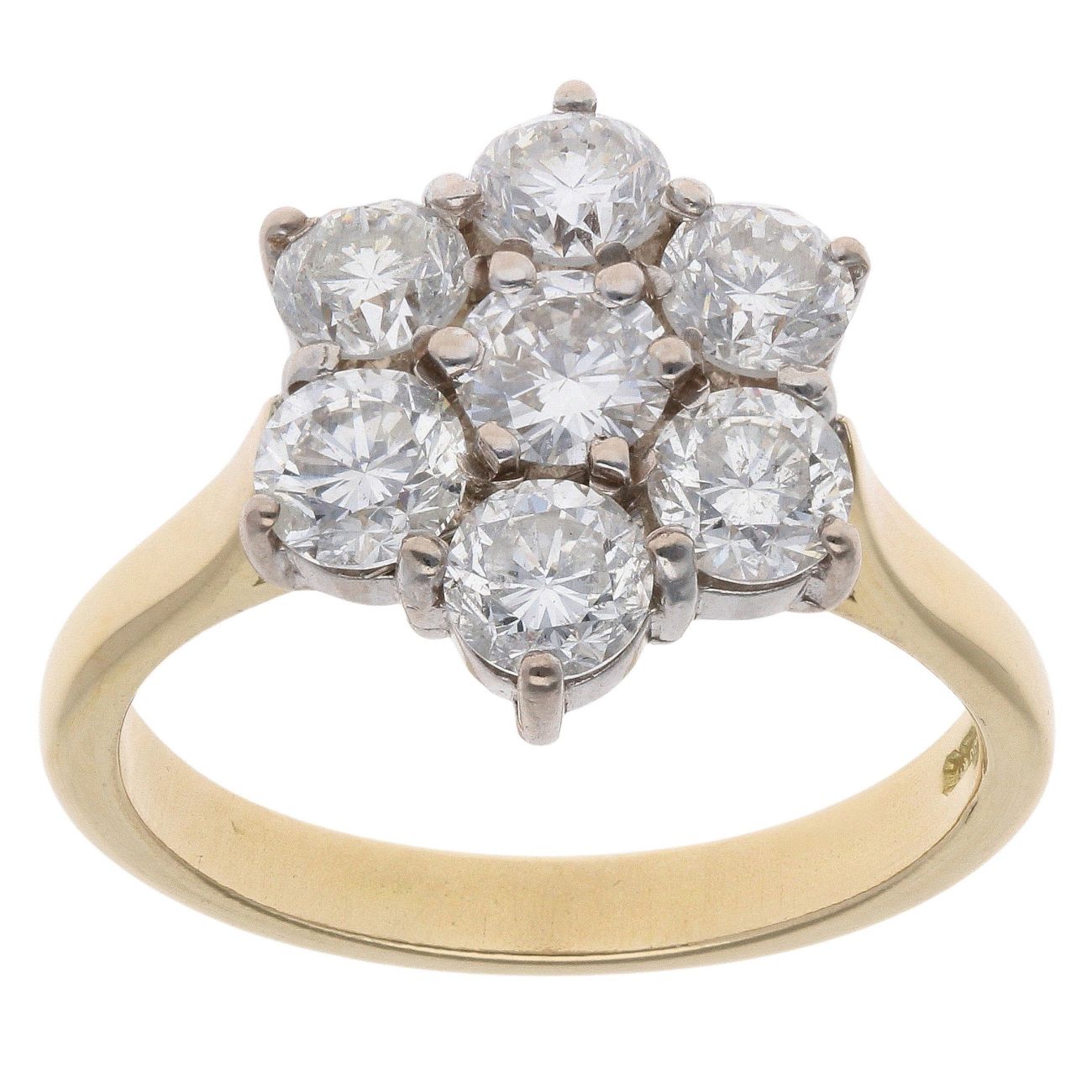 18ct Yellow Gold 2.00ct Brilliant Cut Diamond Cluster Ring