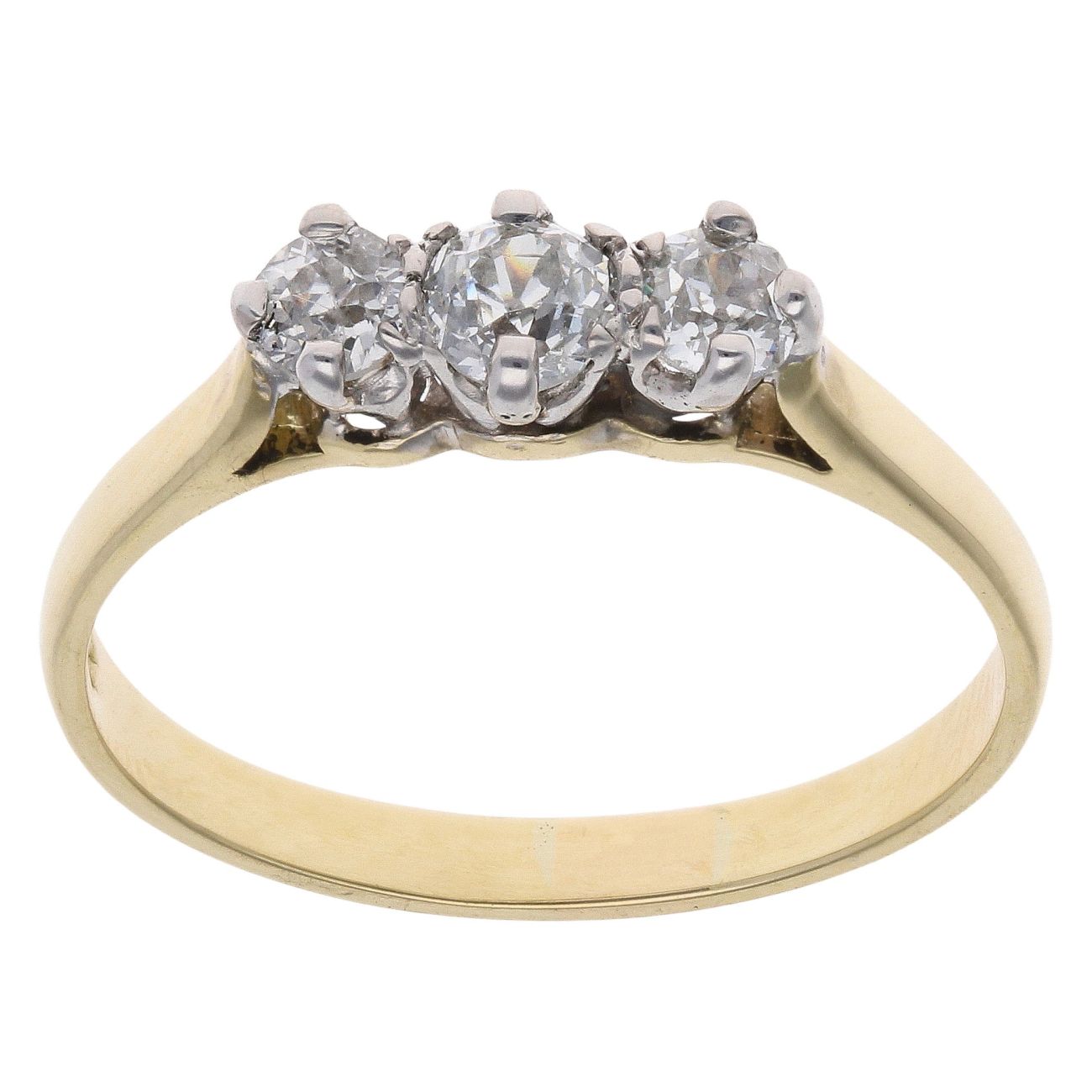 18ct Yellow Gold 0.54ct Brilliant Cut Diamond Trilogy Ring