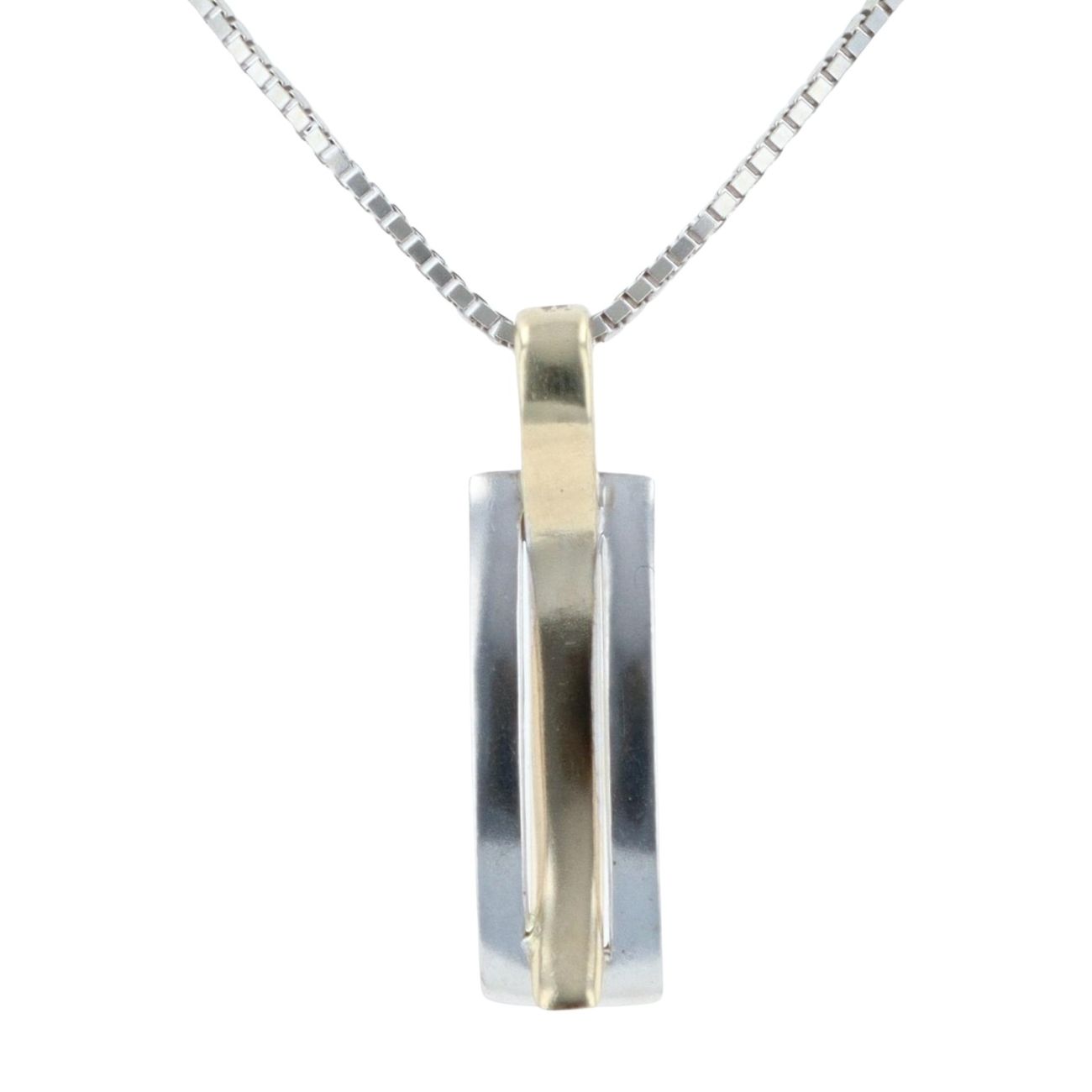 9ct Yellow and White Gold Fancy Pendant And Chain 16"