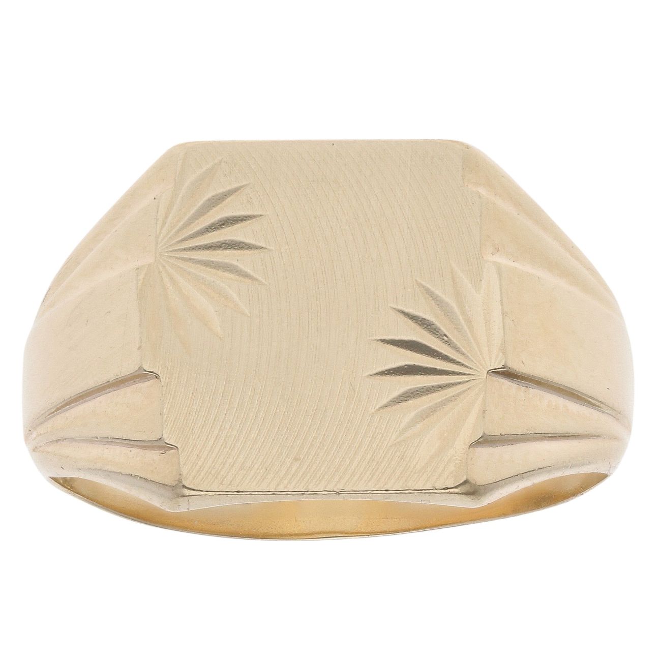 9ct Yellow Gold Diamond Cut Square Signet Ring