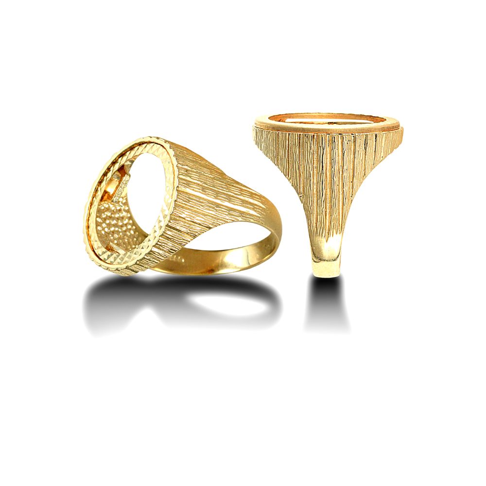 9ct Yellow Gold Ribbed Tenth Krugerrand Ring Mount