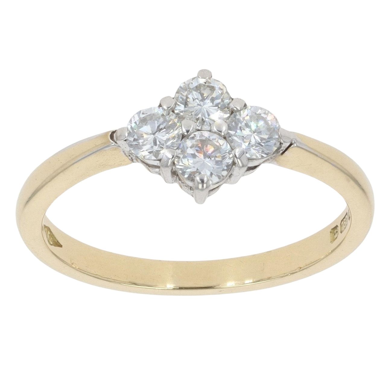 18ct Yellow Gold 0.50ct Diamond Cluster Ring