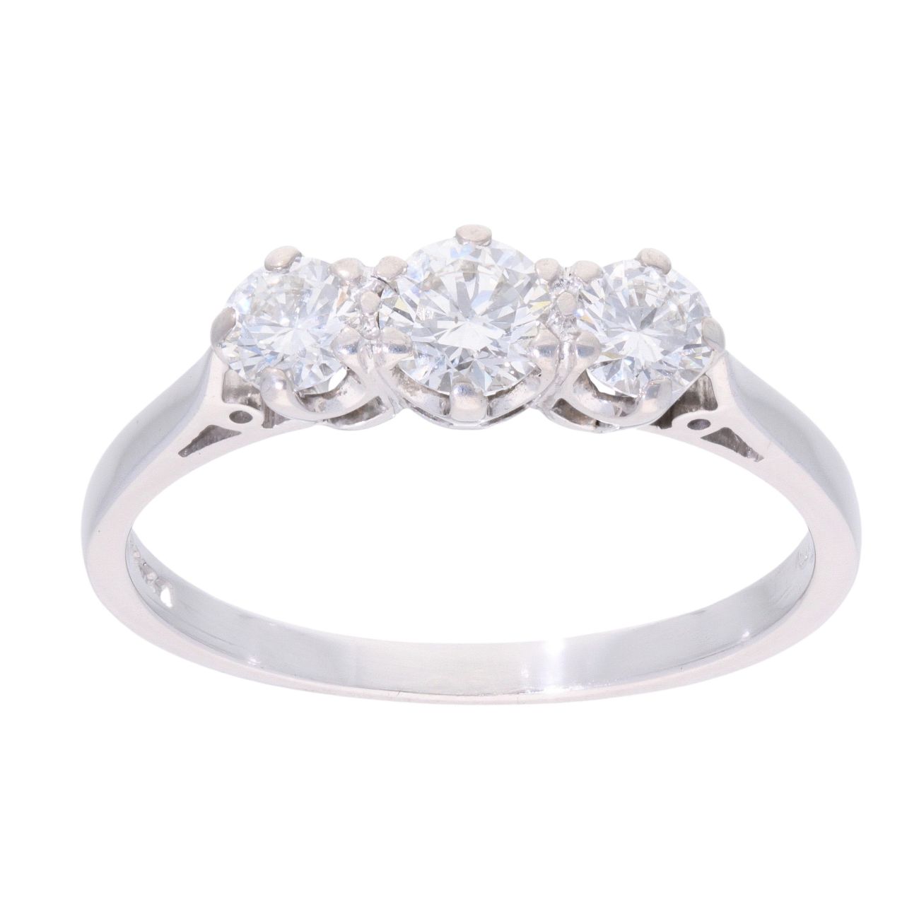18ct White Gold 0.85ct Diamond Trilogy Ring