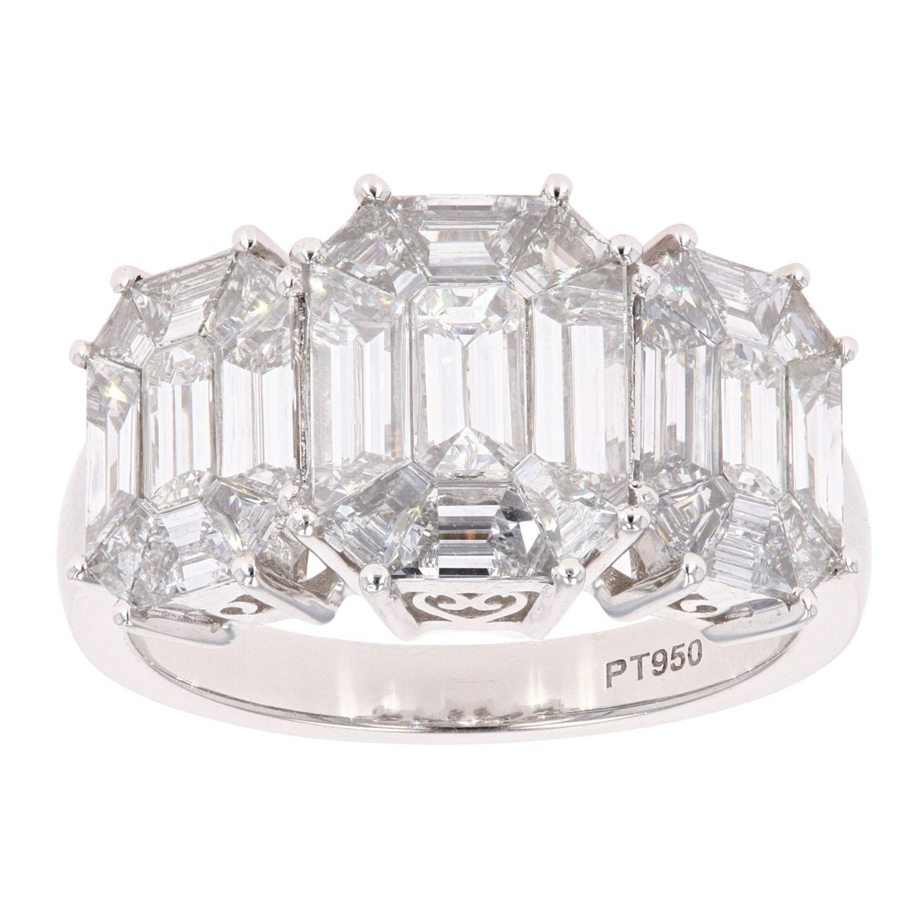 Platinum 2.85ct Pie Cut Fancy Diamond Ring