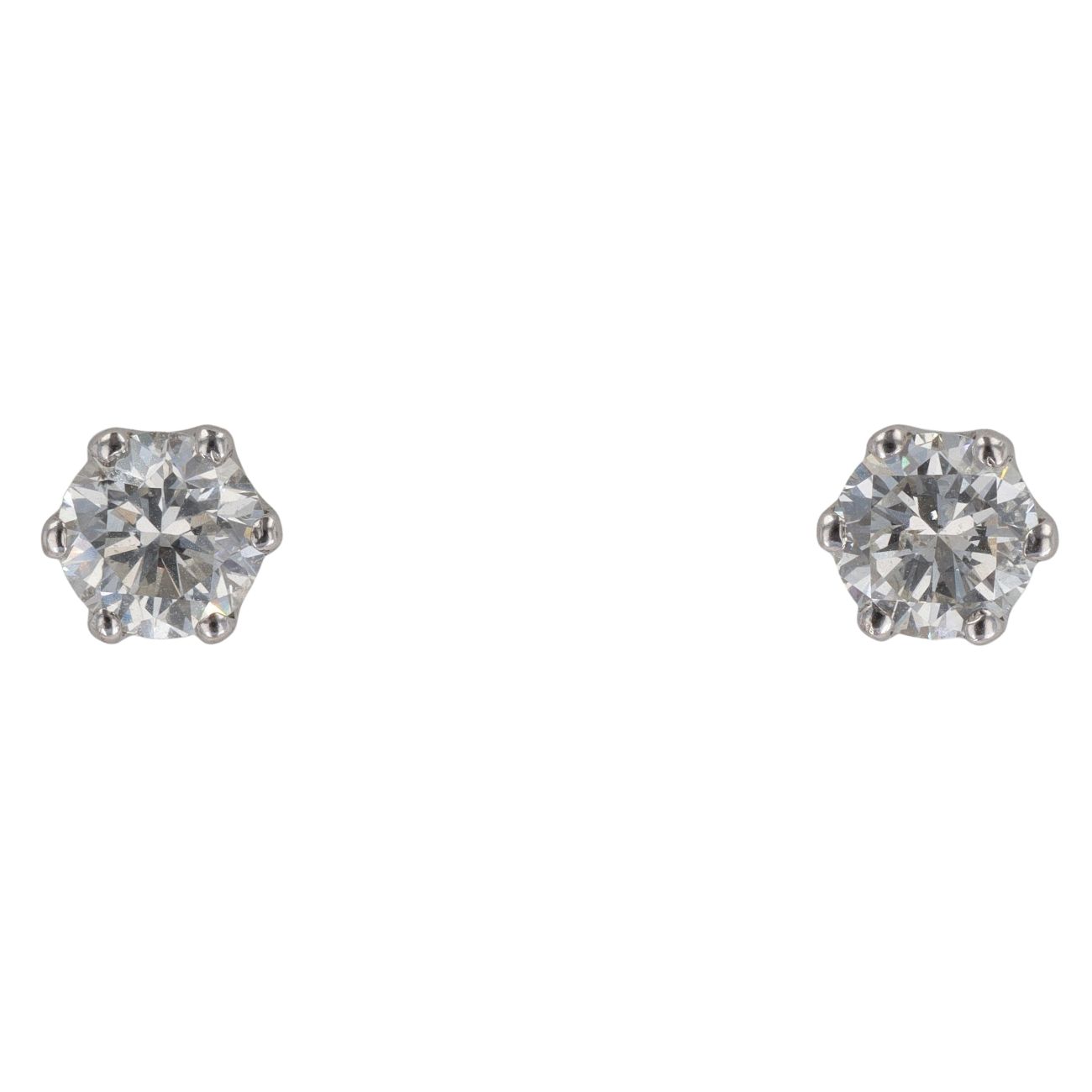 18ct White Gold 1.00ct Brilliant Cut Diamond Stud Earrings