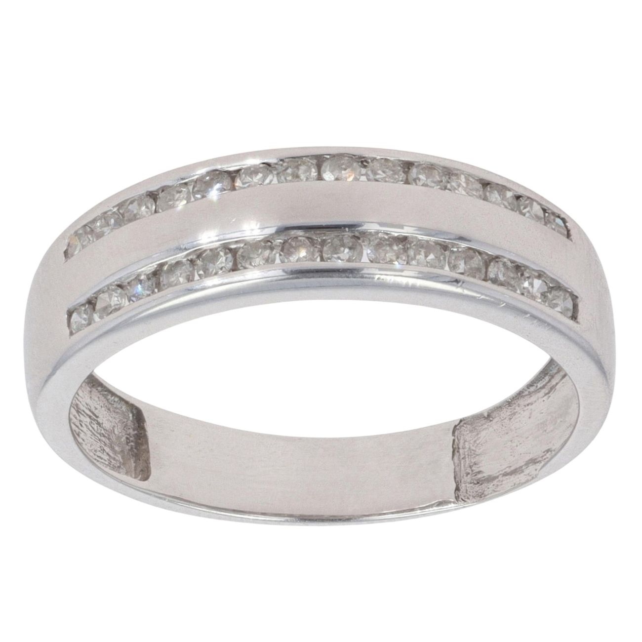 18ct White Gold 0.25ct Diamond Two Row Ring