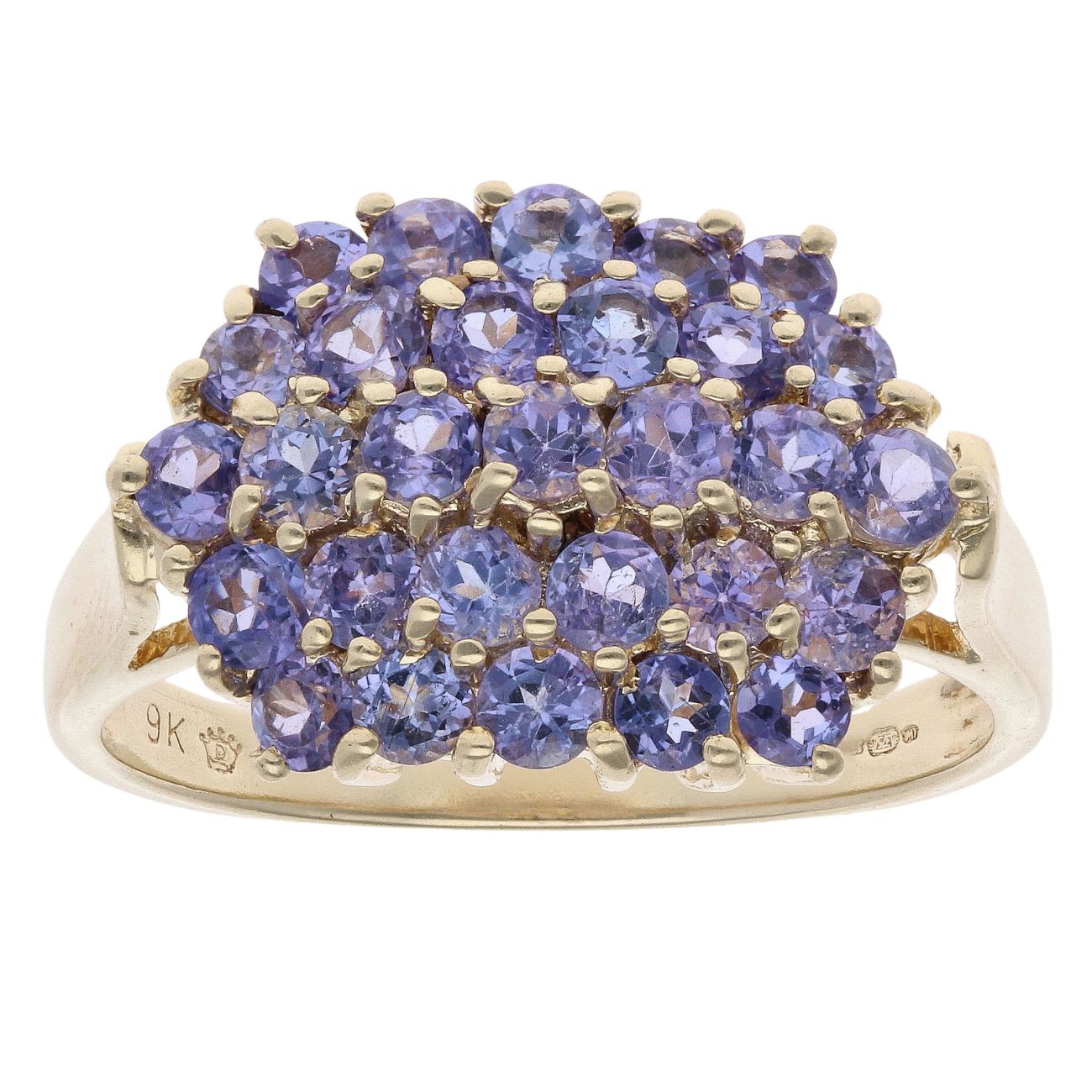 9ct Yellow Gold Tanzanite Cluster Ring