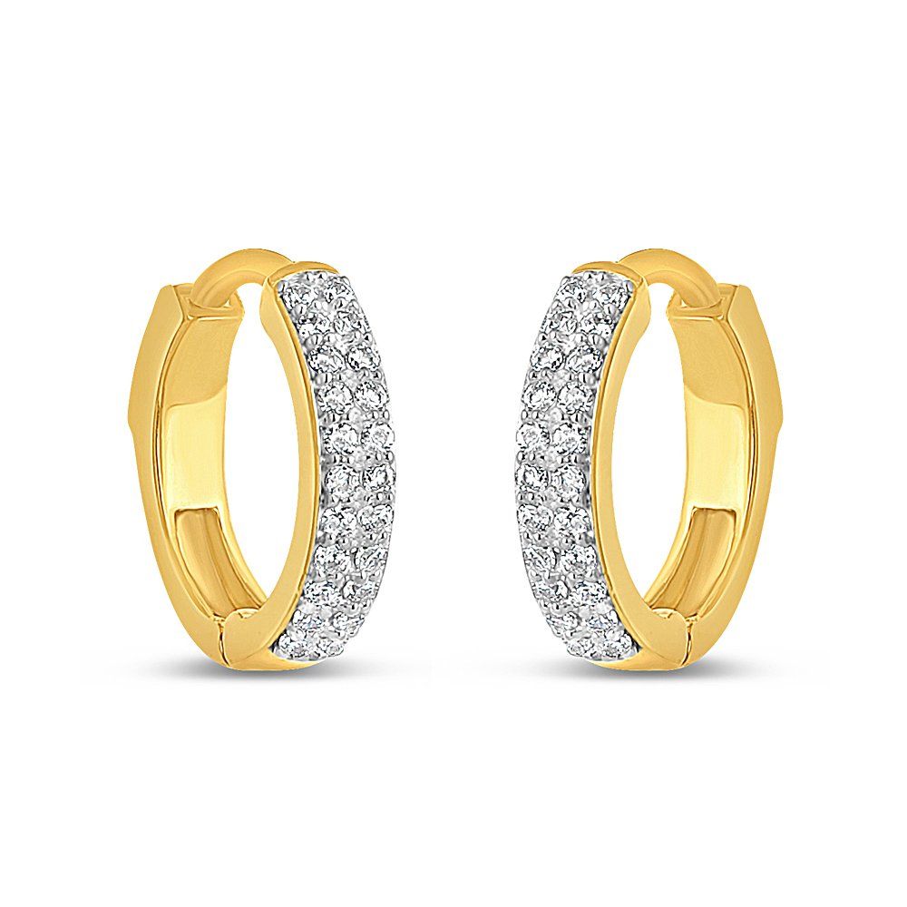 22ct Yellow Gold Pave Diamond-Cut Hoops