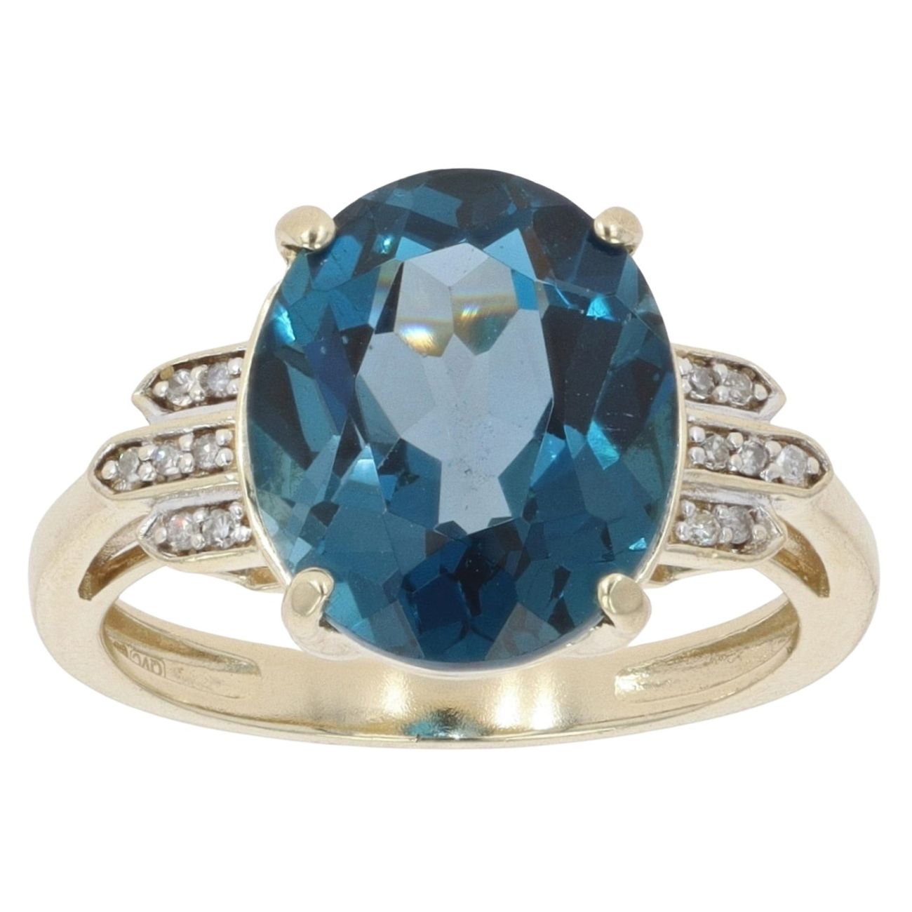 9ct Yellow Gold 0.10ct Diamond and Blue Topaz Ring
