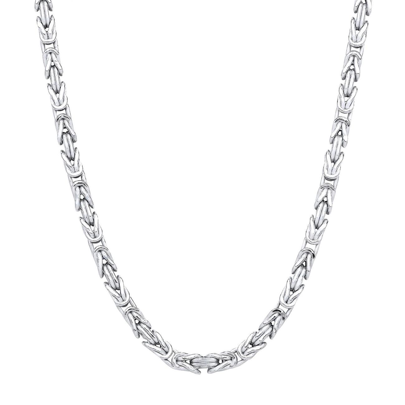 Sterling Silver Solid 3.5mm Byzantine Chain Necklace