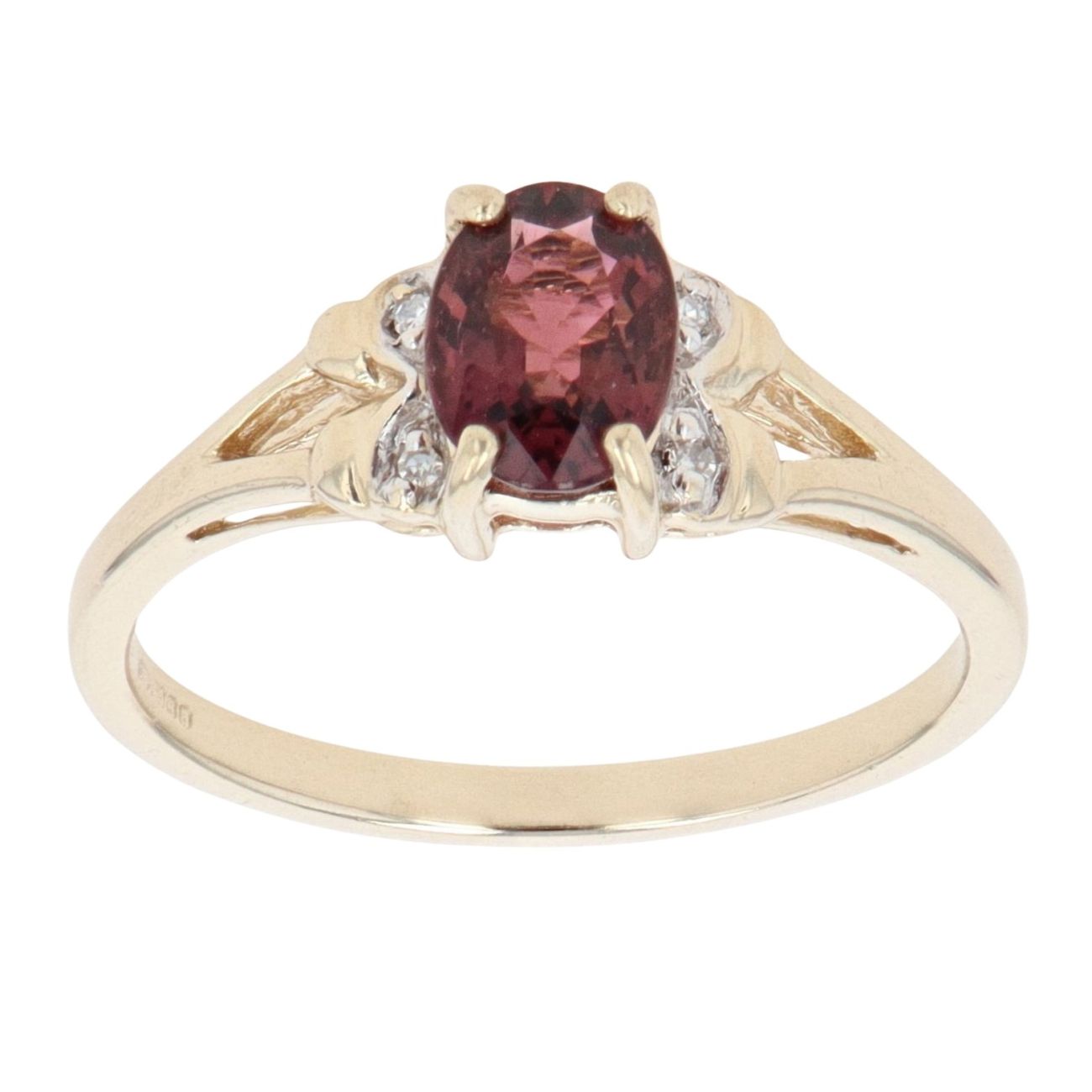 9ct Yellow Gold 0.02ct Diamond And Purple Gemstone Ring