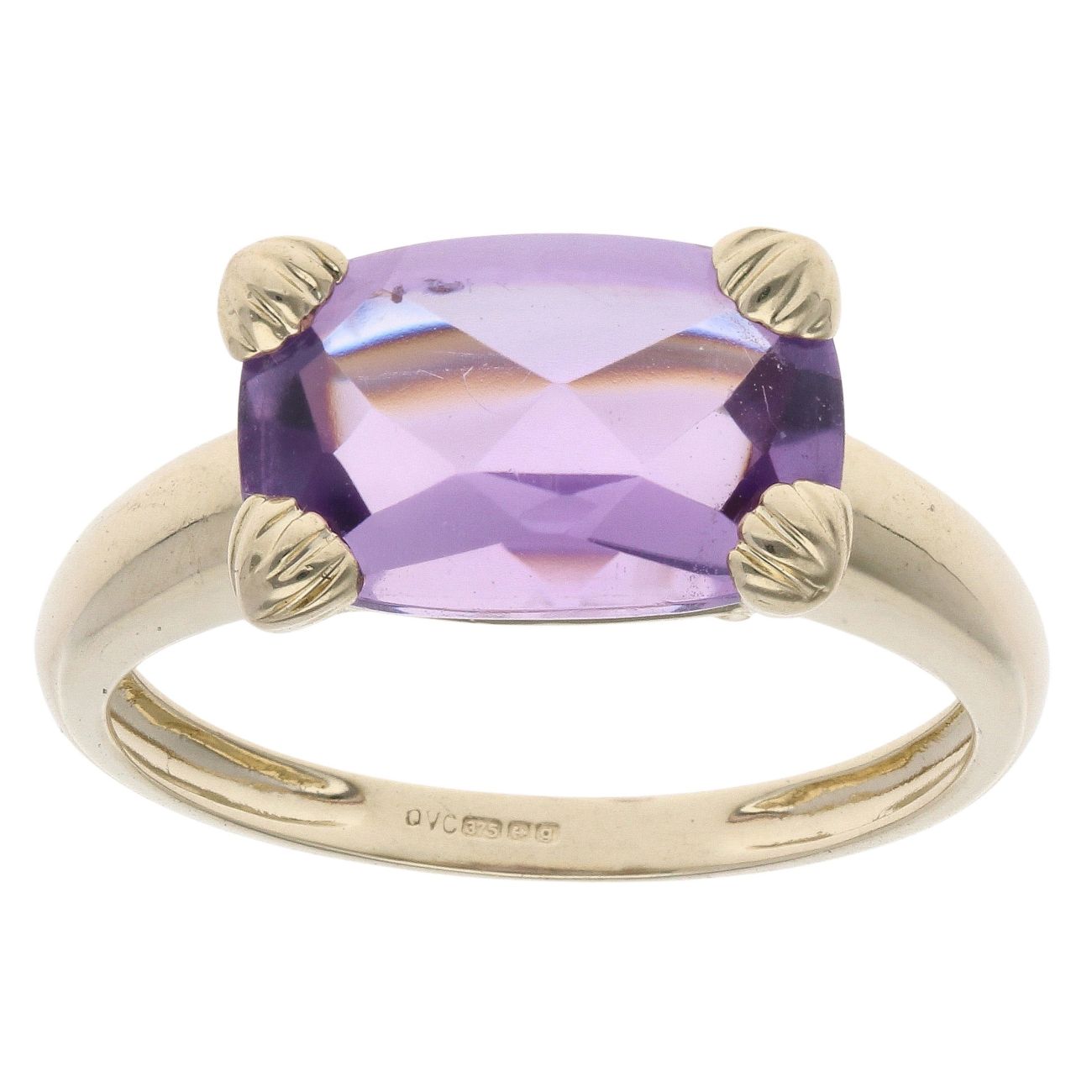 9ct Yellow Gold Amethyst Solitaire Ring