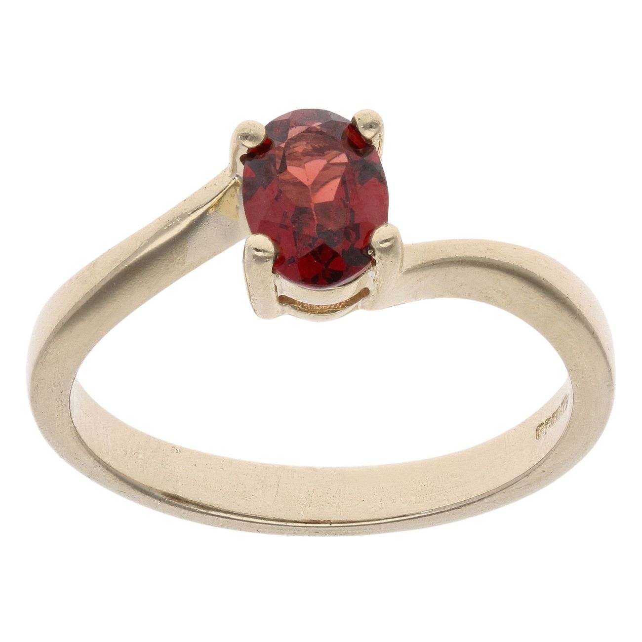 9ct Yellow Gold Garnet Single Stone Twist Ring