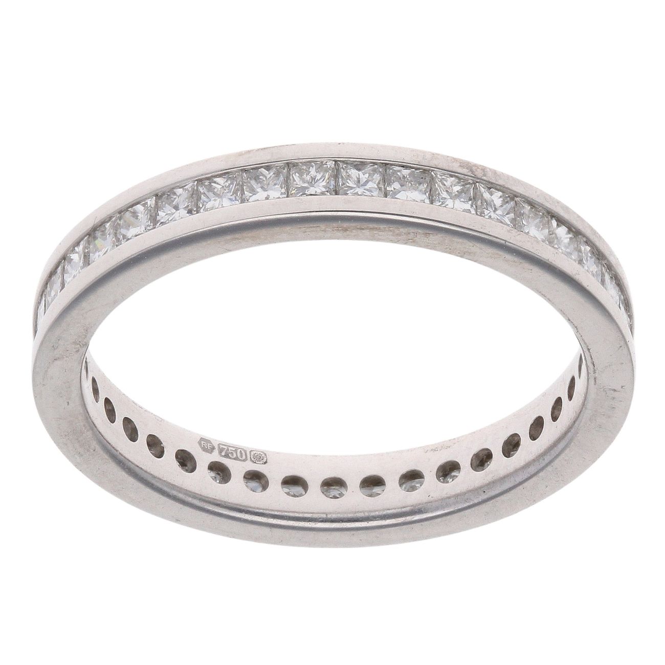 18ct White Gold 1.00ct Princess Cut Diamond Full Eternity Ring