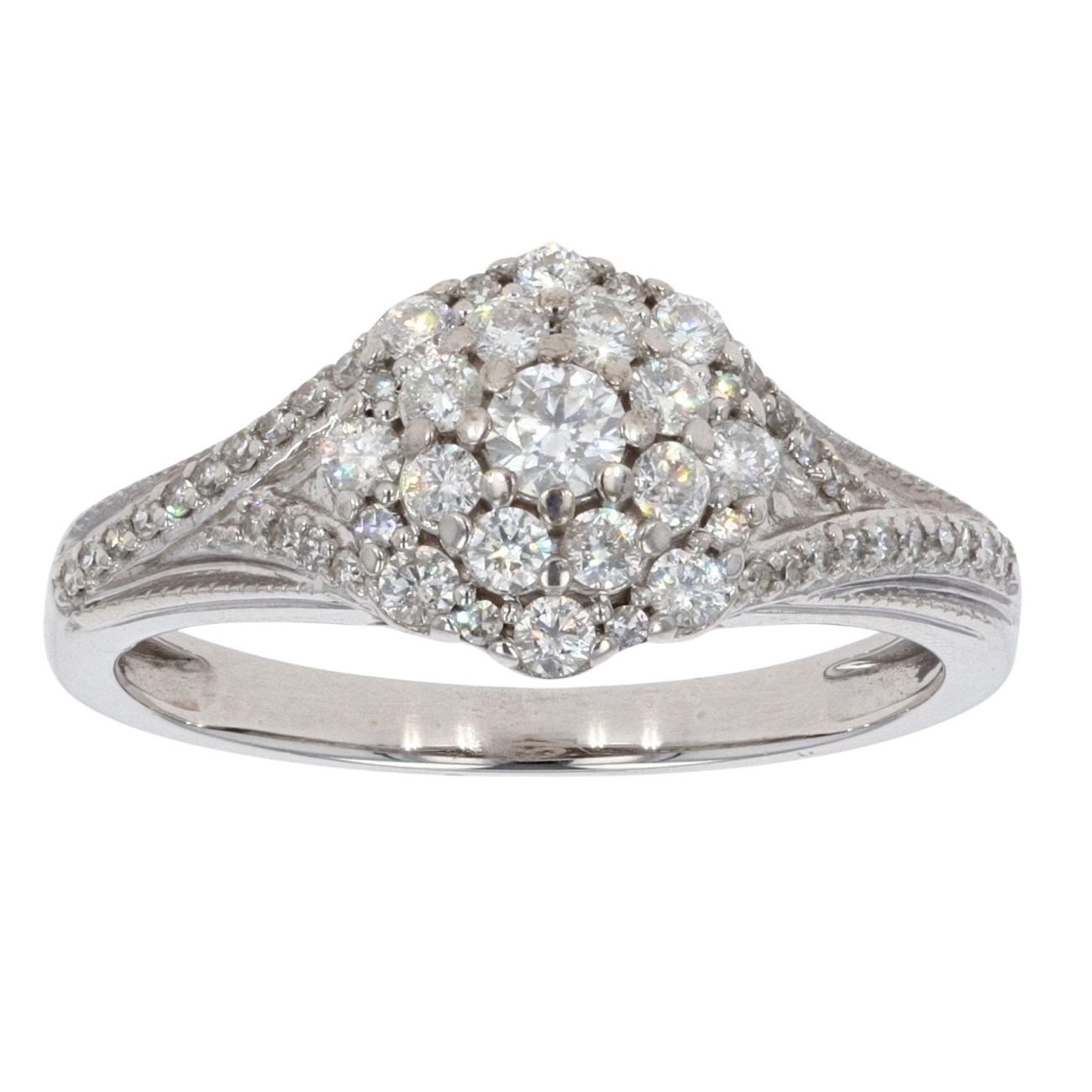 9ct White Gold 0.50ct Diamond Cluster Ring