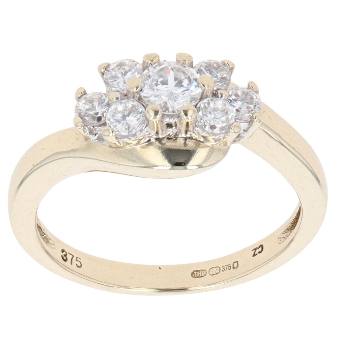 9ct Yellow Gold Cubic Zirconia Cluster Ring