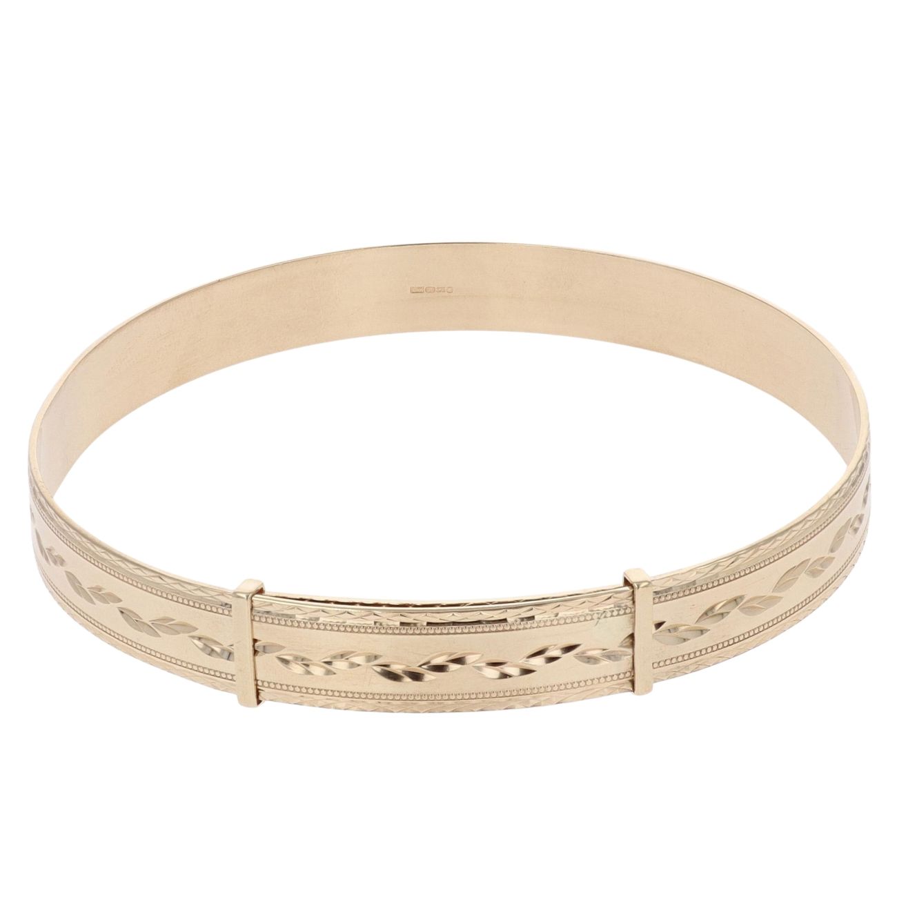 9ct Yellow Gold Patterned Milgrain Bangle