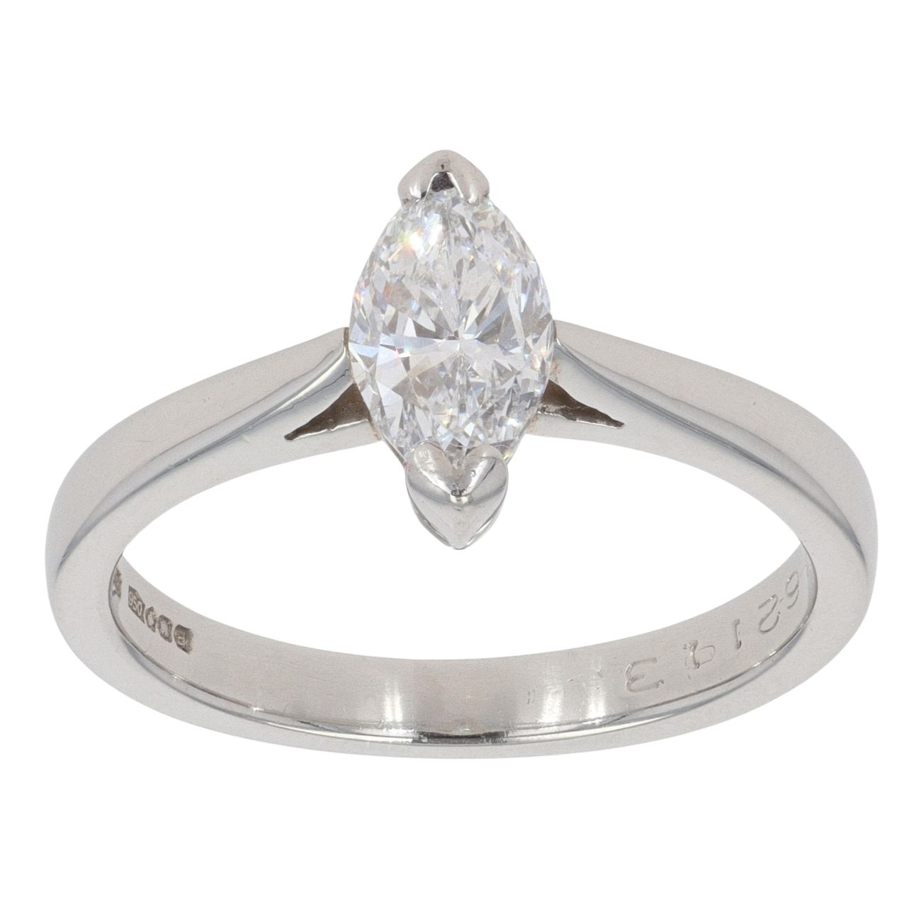 Platinum 0.74ct Marquise Cut Diamond Solitaire Ring