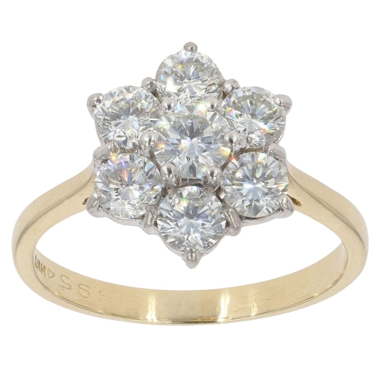 18ct Yellow Gold 1.50ct Brilliant Cut Diamond Cluster Ring
