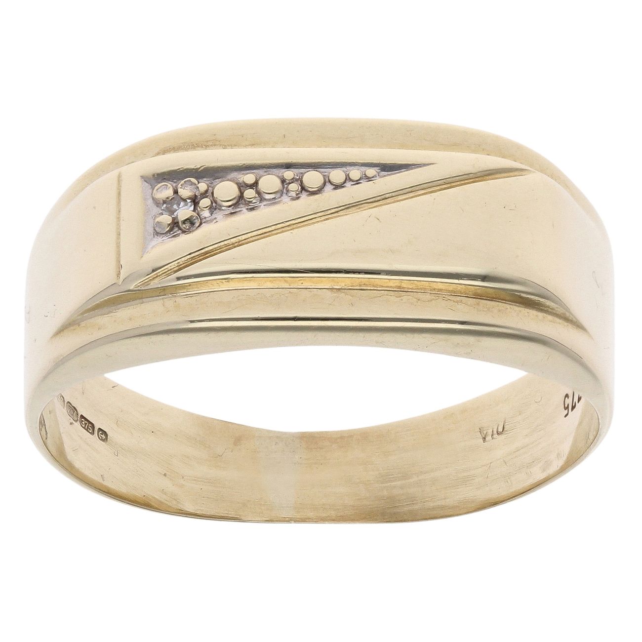 9ct Yellow Gold 0.01ct Diamond Signet Ring