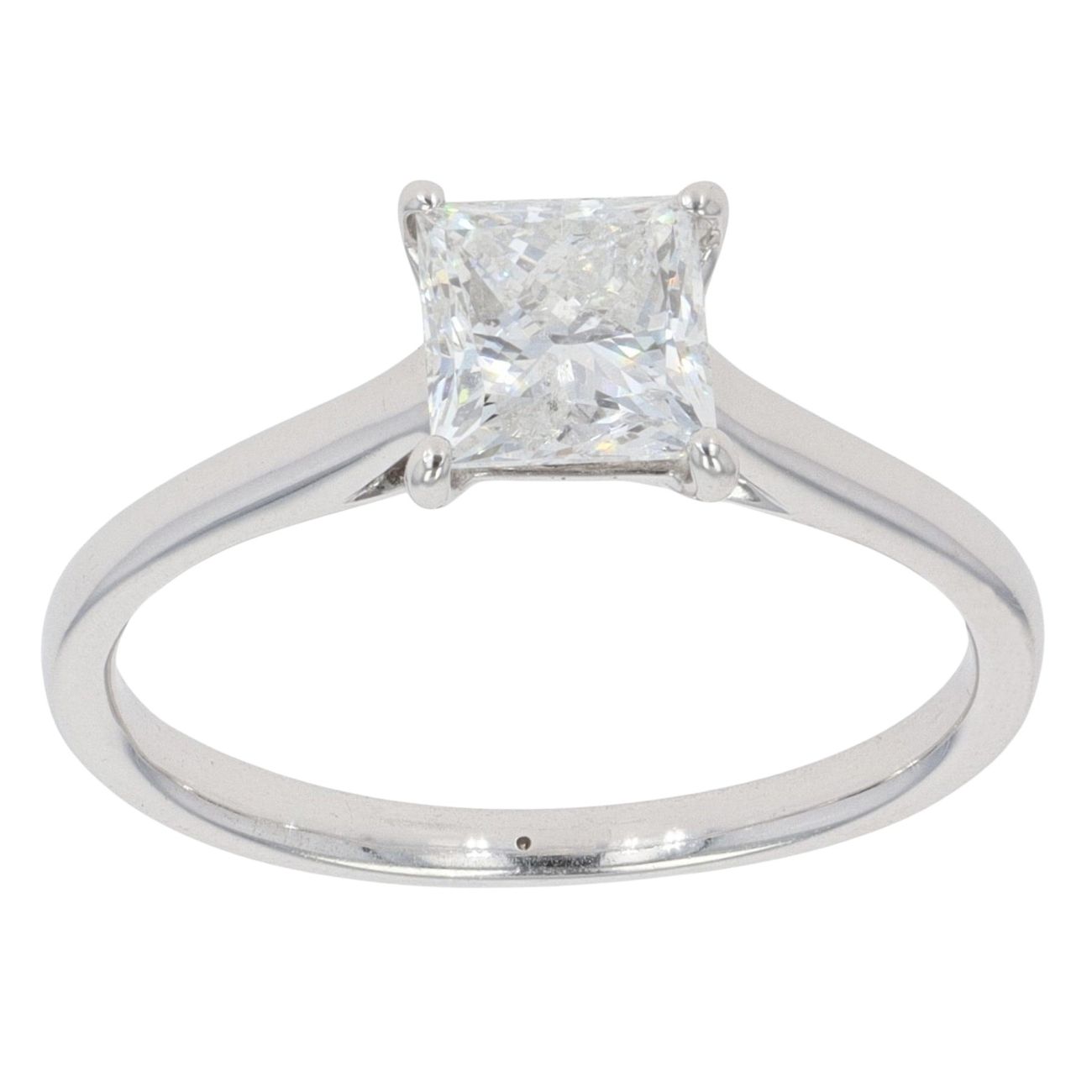 18ct White Gold 1.00ct Princess Cut Diamond Solitaire Ring
