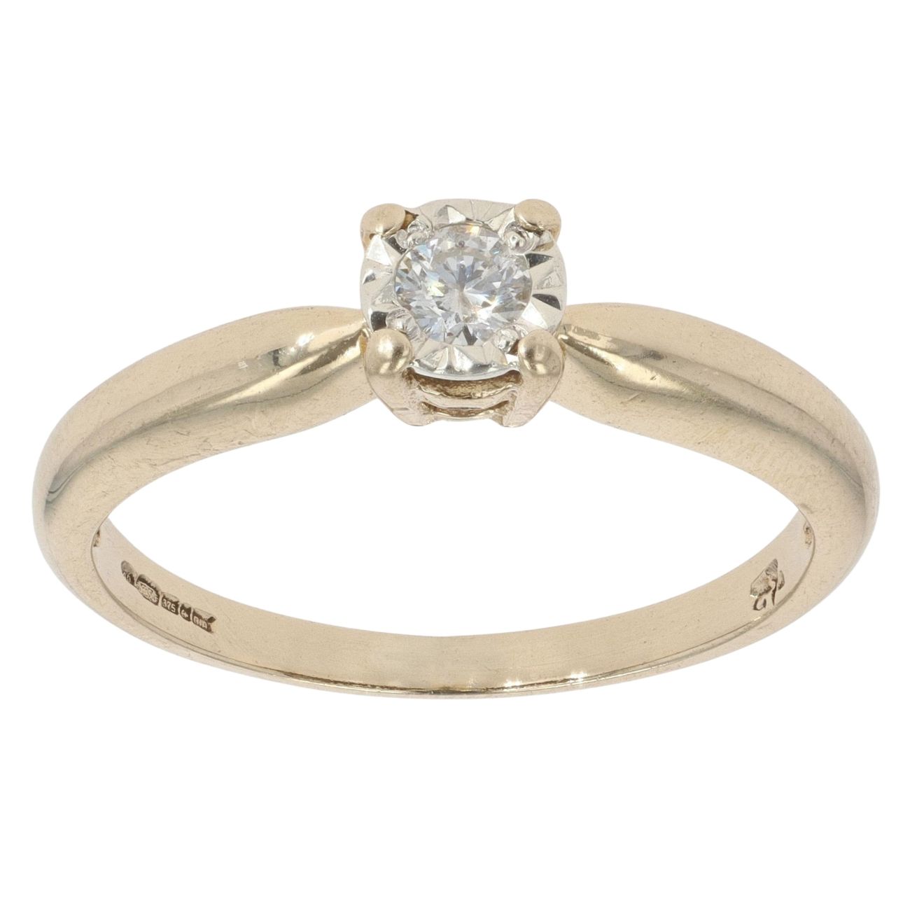 9ct Yellow Gold 0.15ct Diamond Solitaire Ring