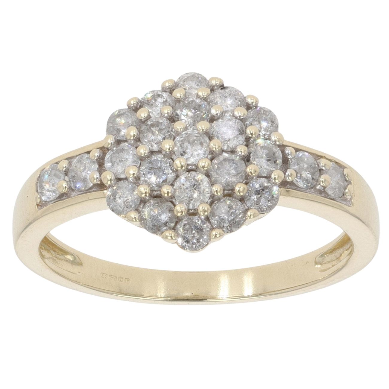 9ct Yellow Gold 1.00ct Diamond Cluster Ring