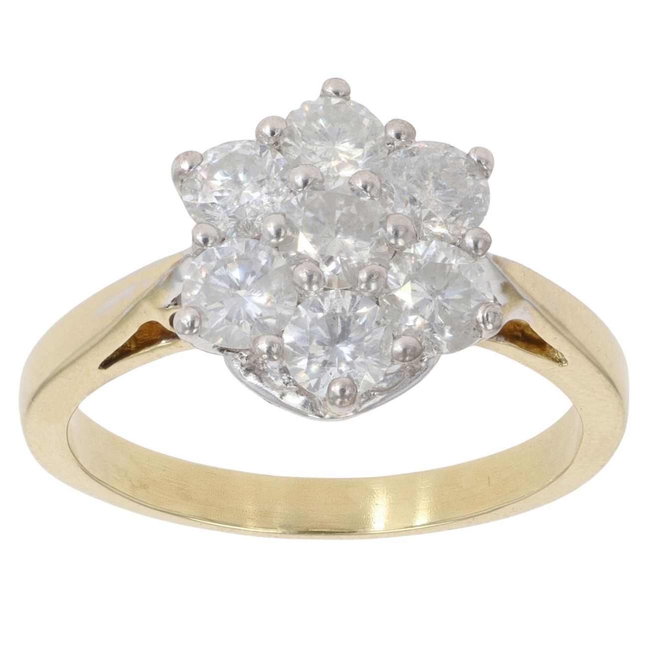 18ct Yellow Gold 1.50ct Brilliant Cut Diamond Cluster Ring