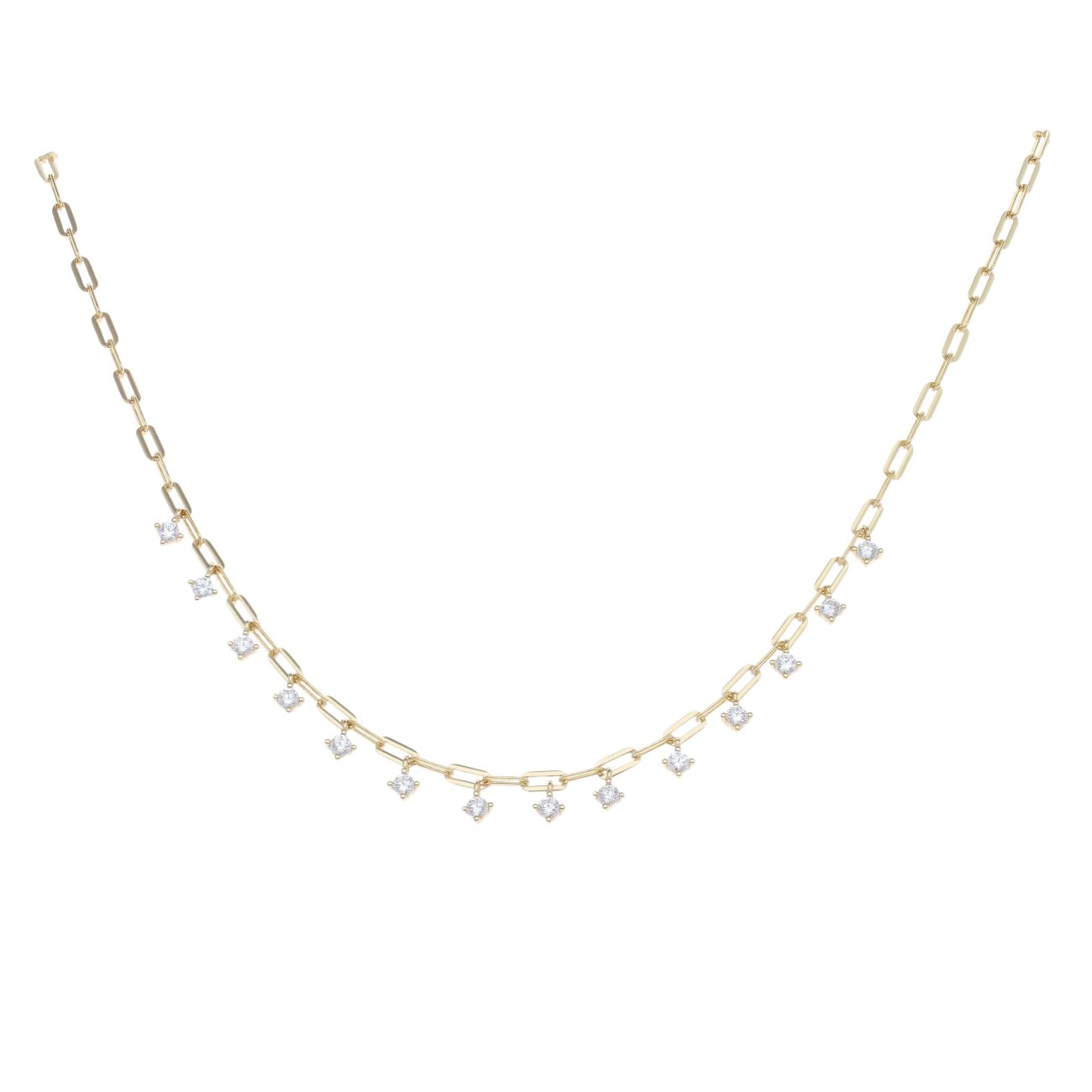 Silver Gold Plated Cubic Zirconia Chain 18"