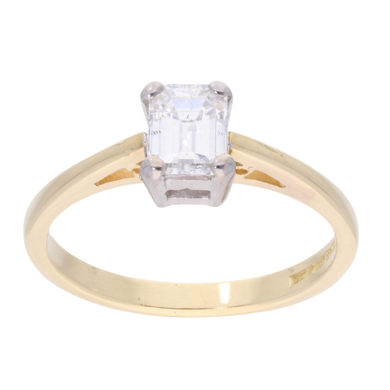 18ct Yellow Gold 0.53ct Emerald Cut Diamond Ring